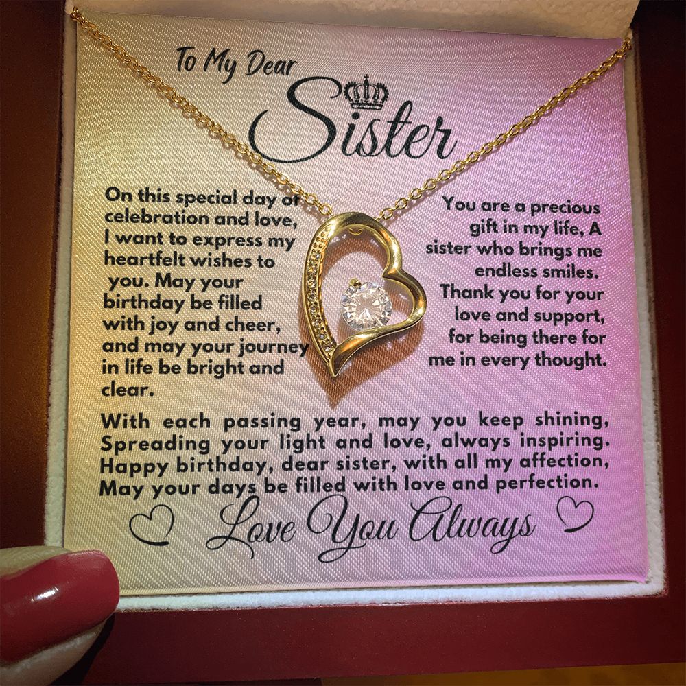 Cute Gifts Ideas To My Sister On Her Birthday, Heart Necklace With A Message Card In A Box, Elegant Jewelry Present For Bonus Sister, Unique Pendant Idea - Zahlia