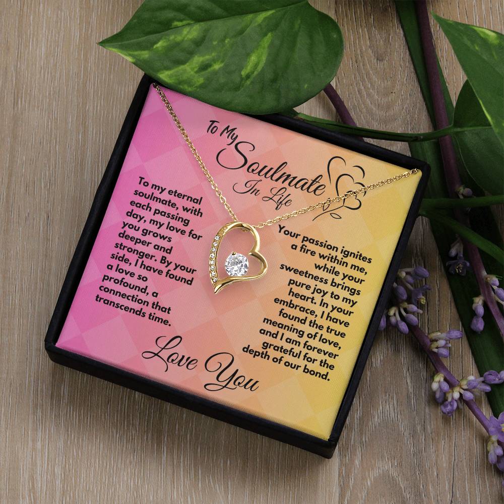 Gift To My Soulmate/Wife, Elegant Heart Necklace With Message In A Gift Box, Jewelry Present From Hubby/Partner, Unique Gift Ideas To My Soulmate In Life - Zahlia