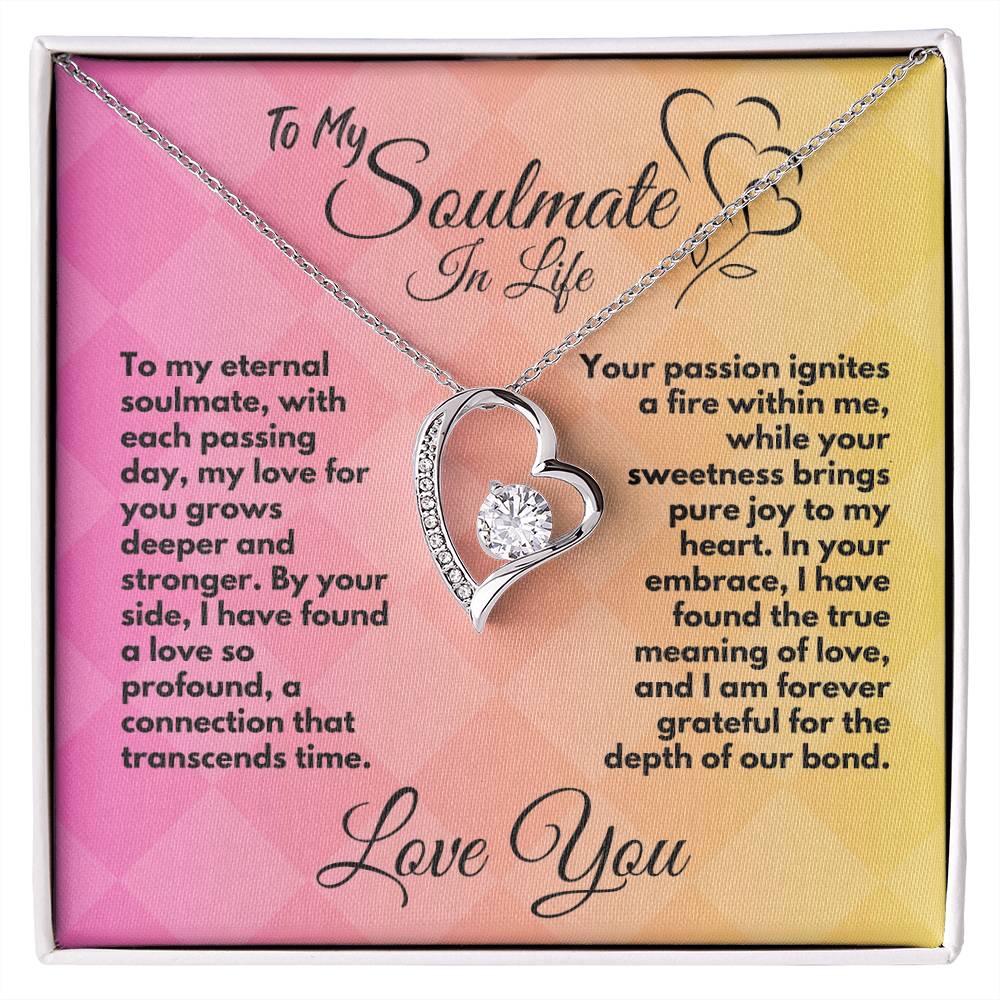 Gift To My Soulmate/Wife, Elegant Heart Necklace With Message In A Gift Box, Jewelry Present From Hubby/Partner, Unique Gift Ideas To My Soulmate In Life - Zahlia