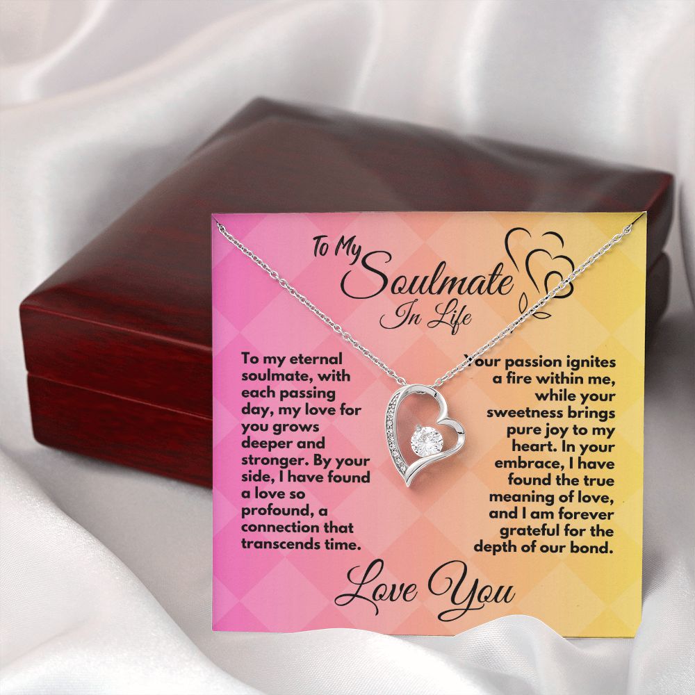 Gift To My Soulmate/Wife, Elegant Heart Necklace With Message In A Gift Box, Jewelry Present From Hubby/Partner, Unique Gift Ideas To My Soulmate In Life - Zahlia