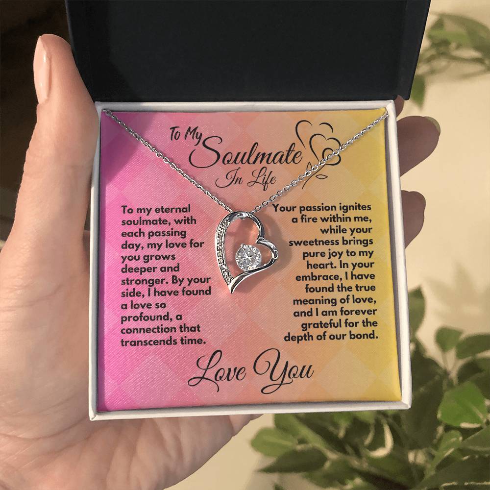 Gift To My Soulmate/Wife, Elegant Heart Necklace With Message In A Gift Box, Jewelry Present From Hubby/Partner, Unique Gift Ideas To My Soulmate In Life - Zahlia