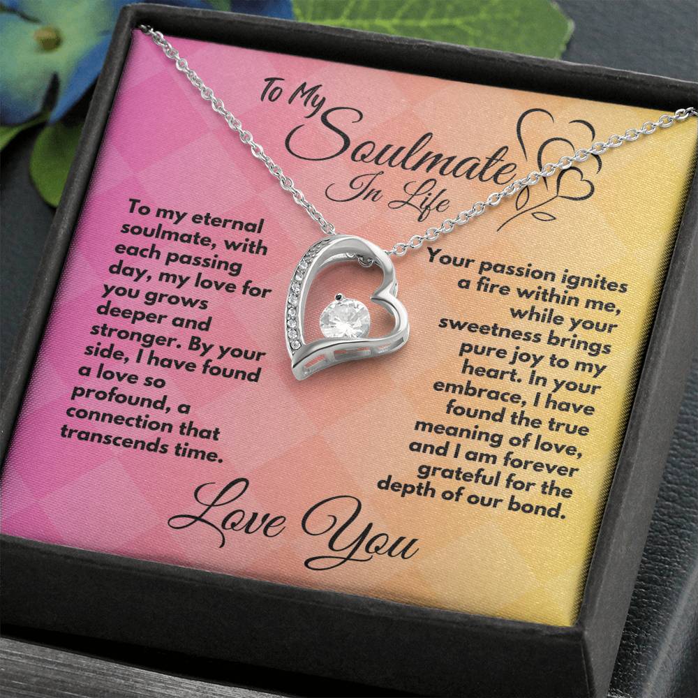 Gift To My Soulmate/Wife, Elegant Heart Necklace With Message In A Gift Box, Jewelry Present From Hubby/Partner, Unique Gift Ideas To My Soulmate In Life - Zahlia