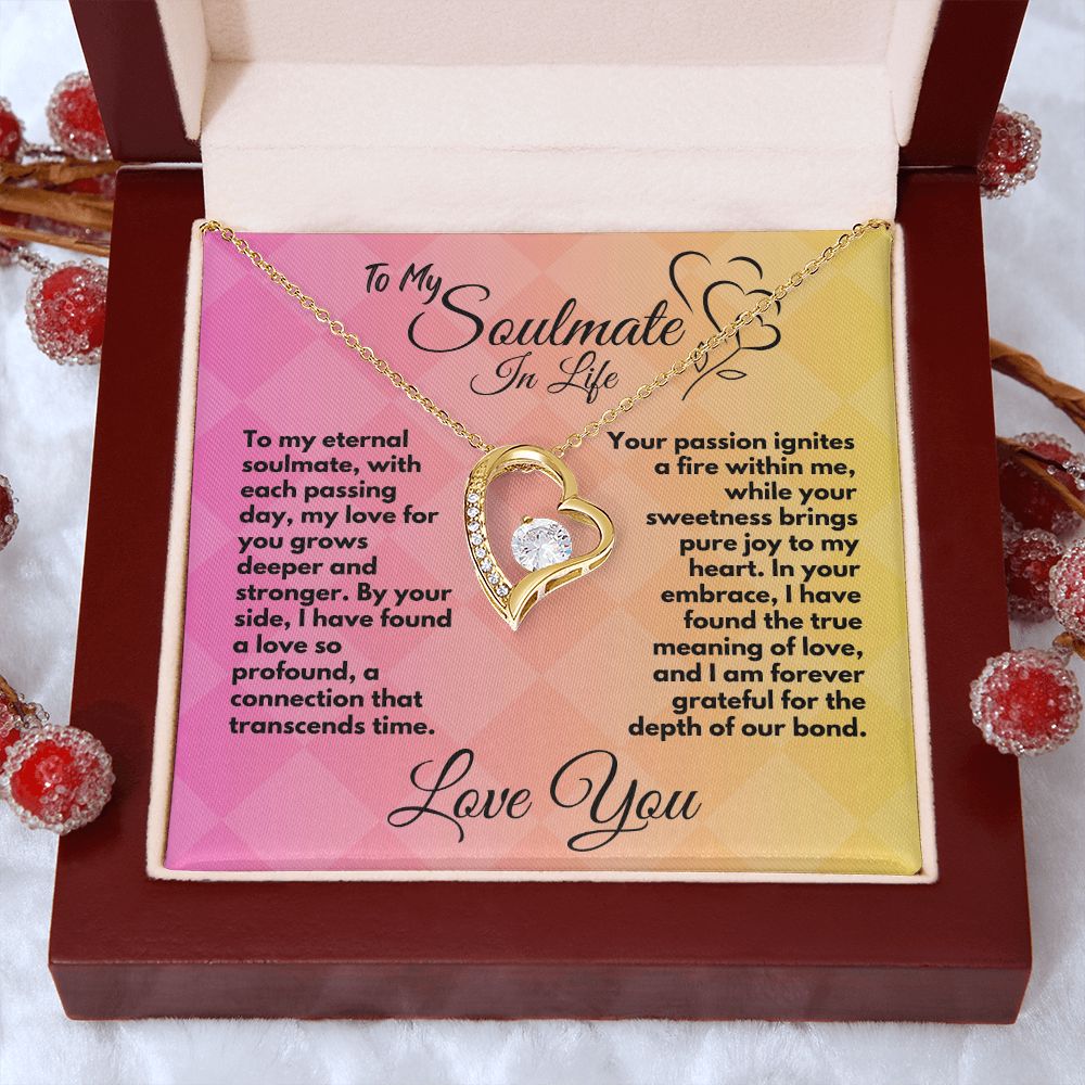 Gift To My Soulmate/Wife, Elegant Heart Necklace With Message In A Gift Box, Jewelry Present From Hubby/Partner, Unique Gift Ideas To My Soulmate In Life - Zahlia