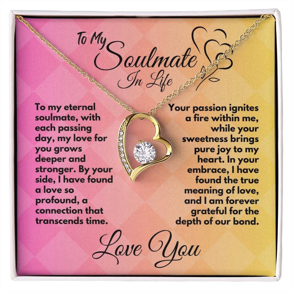 Gift To My Soulmate/Wife, Elegant Heart Necklace With Message In A Gift Box, Jewelry Present From Hubby/Partner, Unique Gift Ideas To My Soulmate In Life - Zahlia