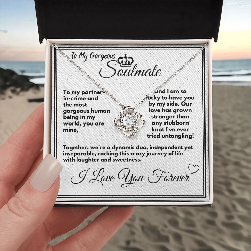 Gift To My Soulmate/Wife, Elegant Love Knot Necklace With Message In A Gift Box, Jewelry Present From Hubby, Unique Pendant Gifts Ideas To My Soulmate In Life - Zahlia