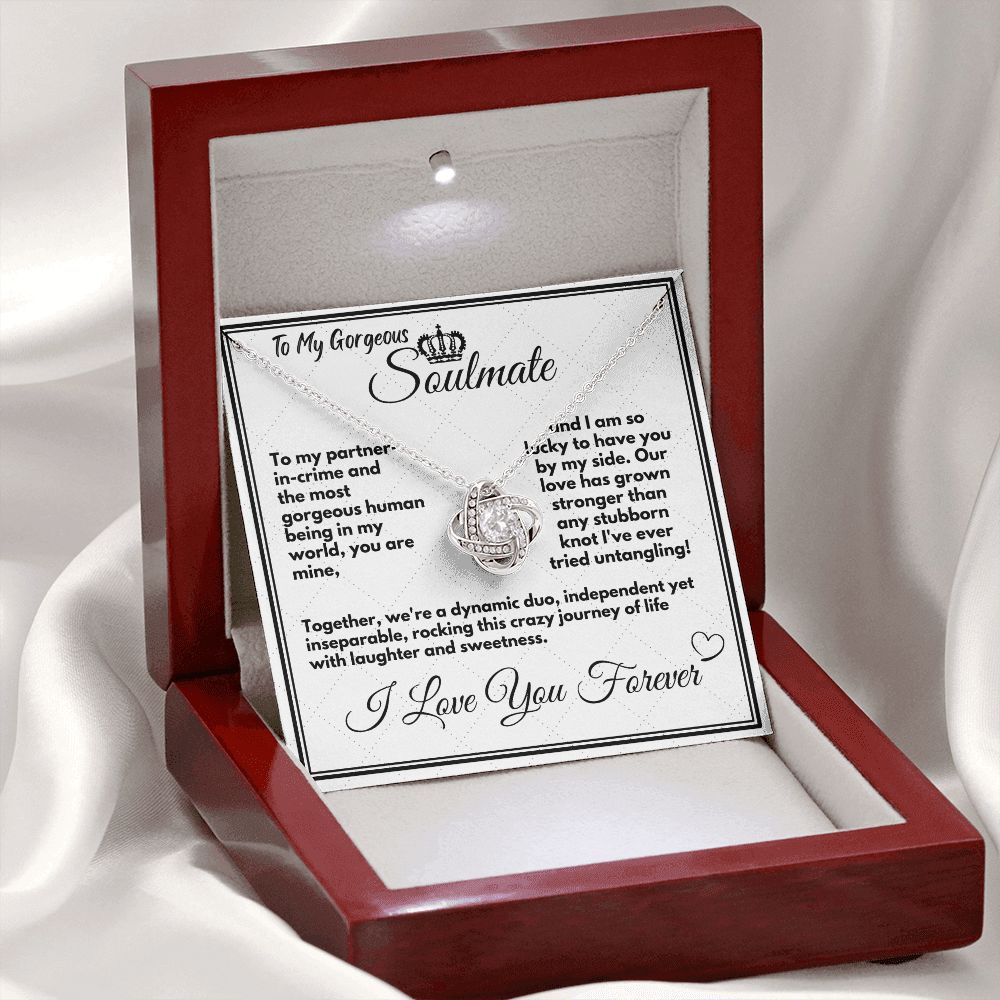 Gift To My Soulmate/Wife, Elegant Love Knot Necklace With Message In A Gift Box, Jewelry Present From Hubby, Unique Pendant Gifts Ideas To My Soulmate In Life - Zahlia