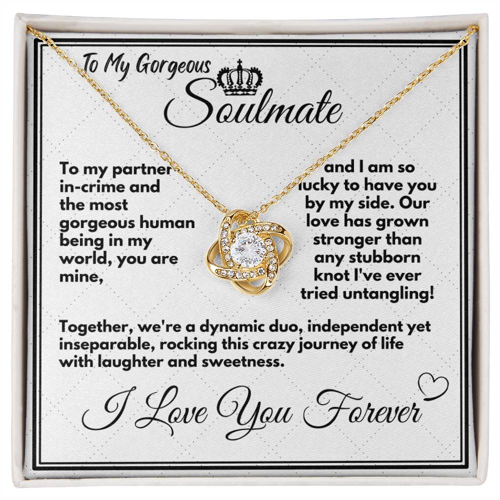 Gift To My Soulmate/Wife, Elegant Love Knot Necklace With Message In A Gift Box, Jewelry Present From Hubby, Unique Pendant Gifts Ideas To My Soulmate In Life - Zahlia