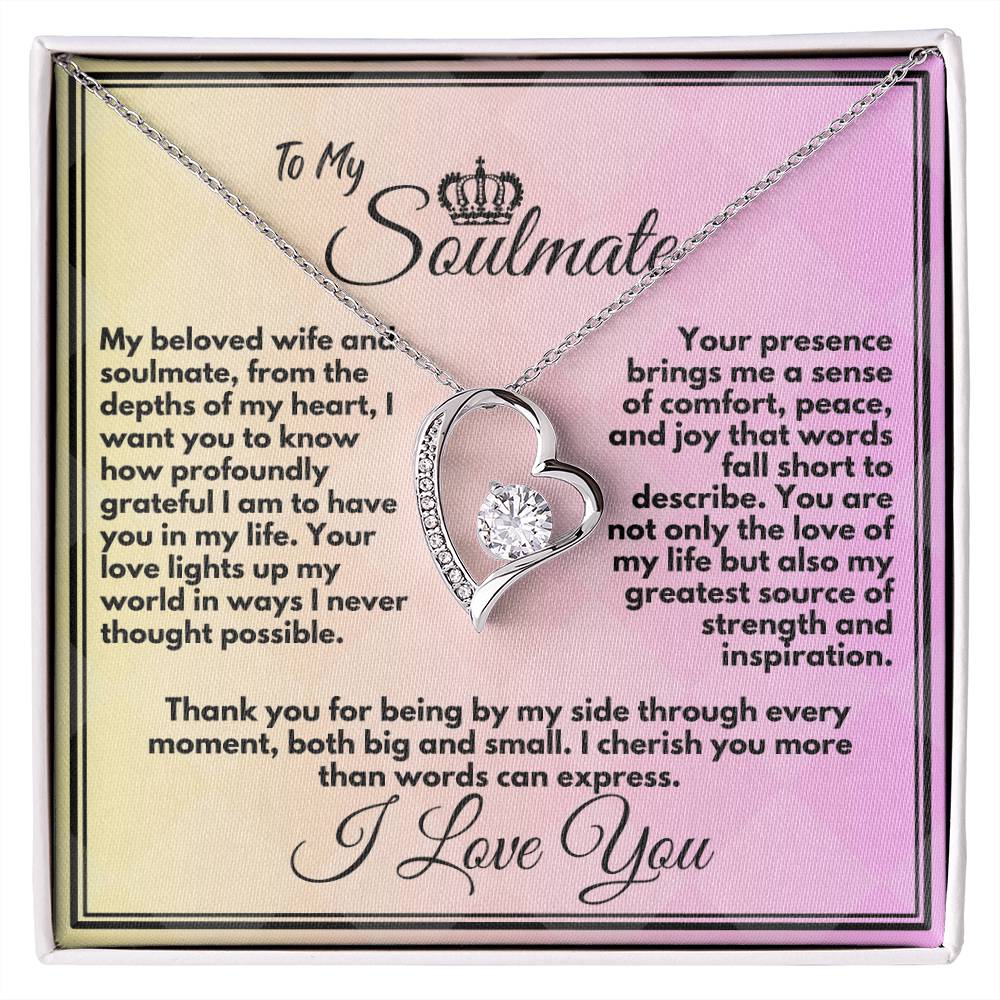 Gift To My Wife/Soulmate, Elegant Heart Necklace With Message In A Gift Box, Jewelry Present For My Wife/Partner, Unique Gift Ideas To My Soulmate In Life - Zahlia