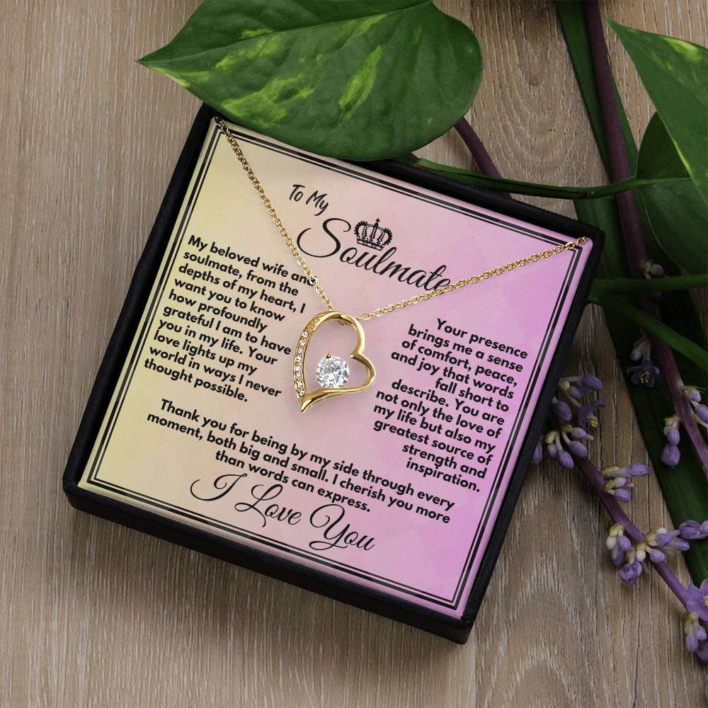 Gift To My Wife/Soulmate, Elegant Heart Necklace With Message In A Gift Box, Jewelry Present For My Wife/Partner, Unique Gift Ideas To My Soulmate In Life - Zahlia