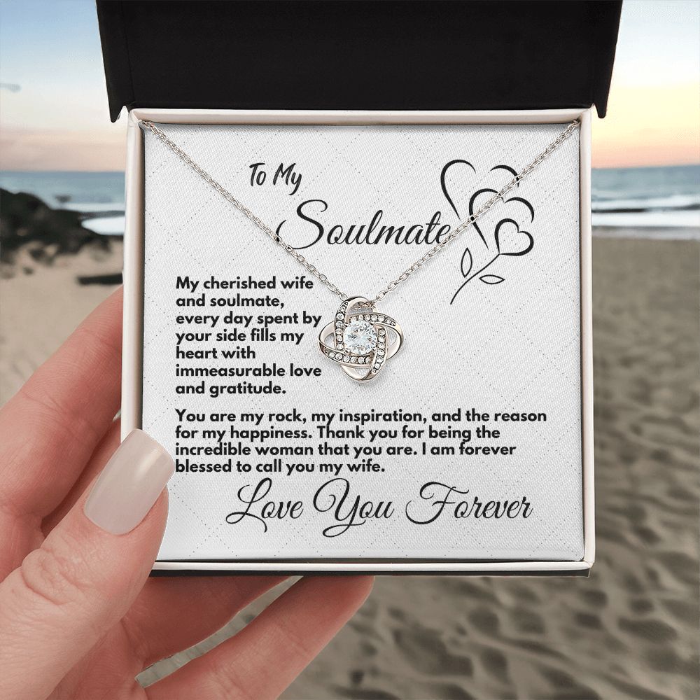 Gift To My Wife/Soulmate, Elegant Love Knot Necklace With Message In A Gift Box, Jewelry Present For My Wife/Partner, Unique Gift Ideas To My Soulmate In Life - Zahlia