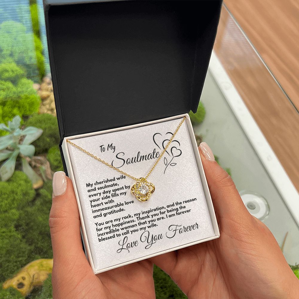 Gift To My Wife/Soulmate, Elegant Love Knot Necklace With Message In A Gift Box, Jewelry Present For My Wife/Partner, Unique Gift Ideas To My Soulmate In Life - Zahlia