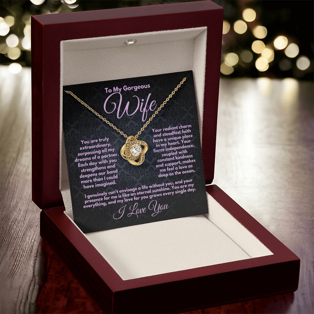 Gift to Wife On Her Birthday/Anniversary, Love Knot Jewelry Necklace With A Message Card In A Lovely Box, Unique Bday Gifts Ideas For Women, Present From Husband - Zahlia