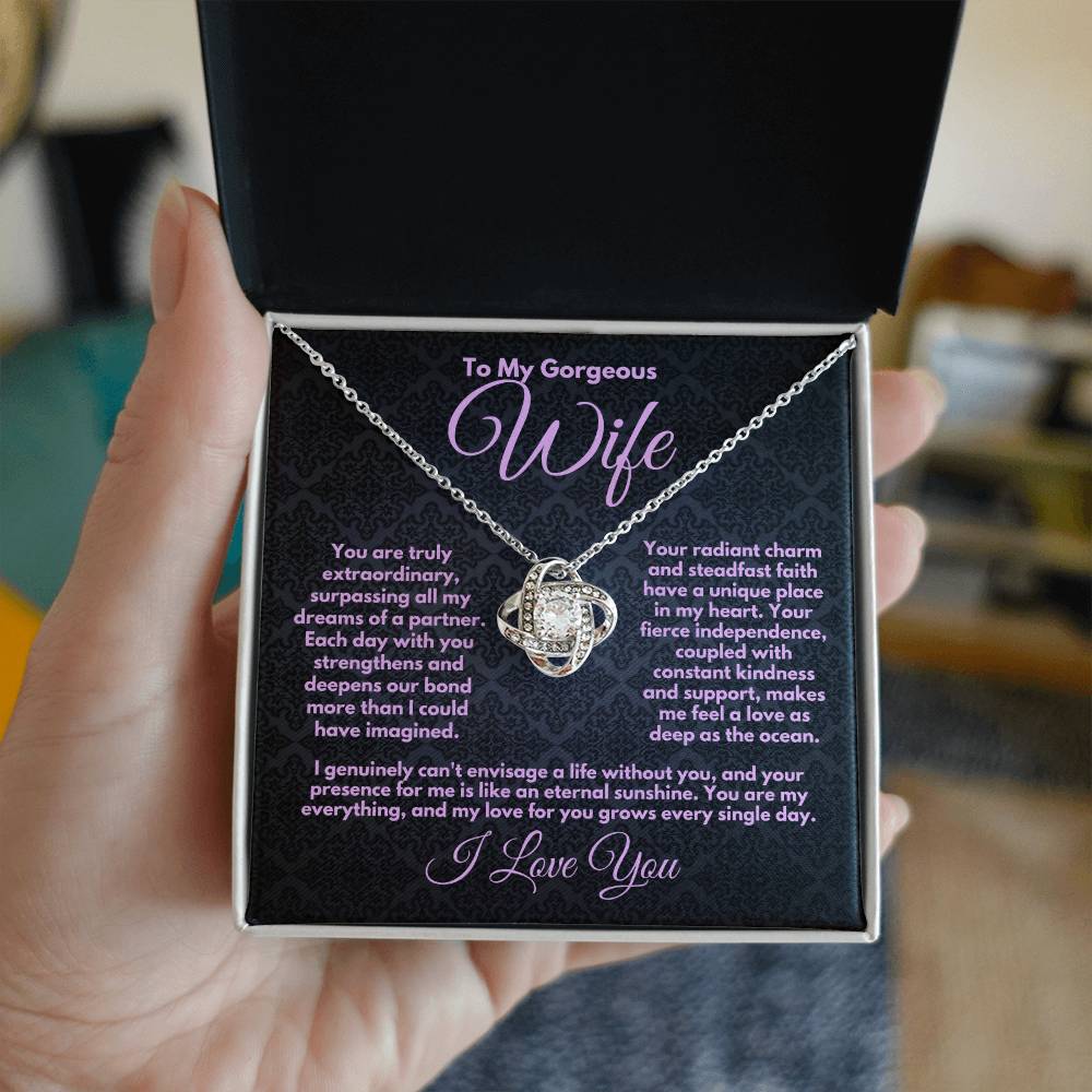 Gift to Wife On Her Birthday/Anniversary, Love Knot Jewelry Necklace With A Message Card In A Lovely Box, Unique Bday Gifts Ideas For Women, Present From Husband - Zahlia