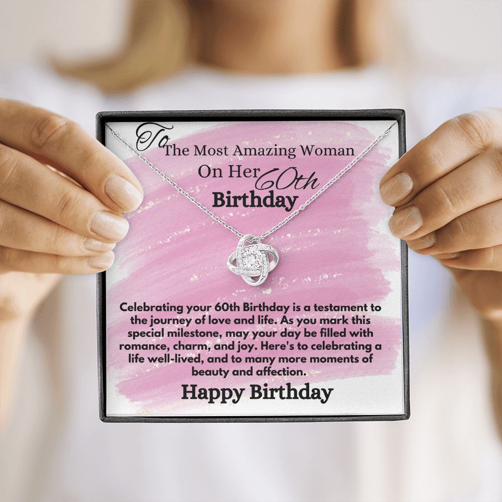 Happy 60th Birthday Jewelry Gift For Her, Elegant Necklace Gifts Ideas With A Heartfelt Message Card In A Box, Women's Jewelry Present, Gift From Hubby To His Soulmate - Zahlia