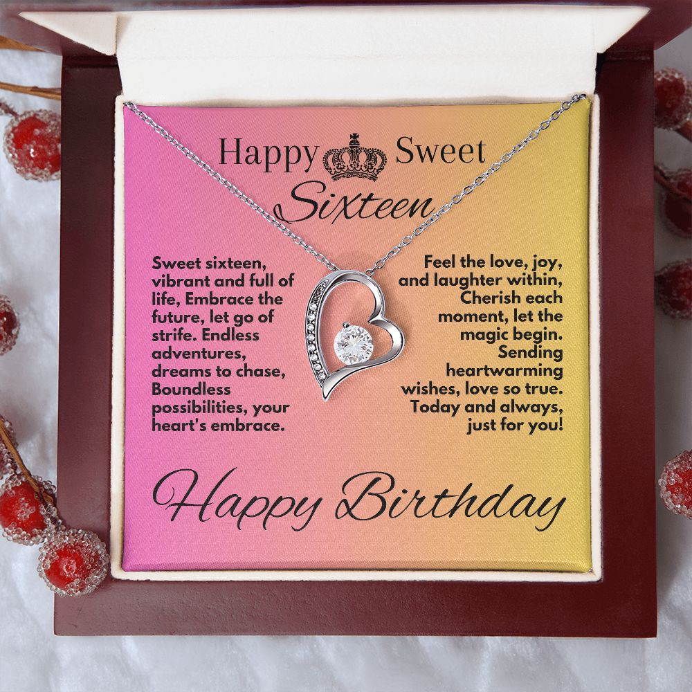 Sixteen Birthday Gifts Idea For My Daughter, Heart Jewelry Necklace Present With A Message Card In A Box, Bday Gift Ideas For Sweet Sixteen Celebration Girls, - Zahlia