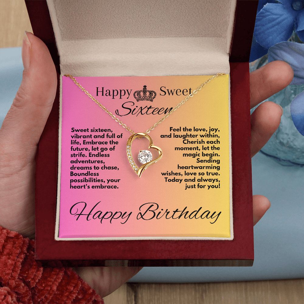 Sixteen Birthday Gifts Idea For My Daughter, Heart Jewelry Necklace Present With A Message Card In A Box, Bday Gift Ideas For Sweet Sixteen Celebration Girls, - Zahlia