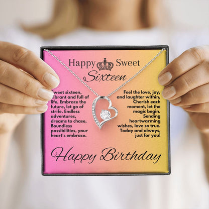 Sixteen Birthday Gifts Idea For My Daughter, Heart Jewelry Necklace Present With A Message Card In A Box, Bday Gift Ideas For Sweet Sixteen Celebration Girls, - Zahlia