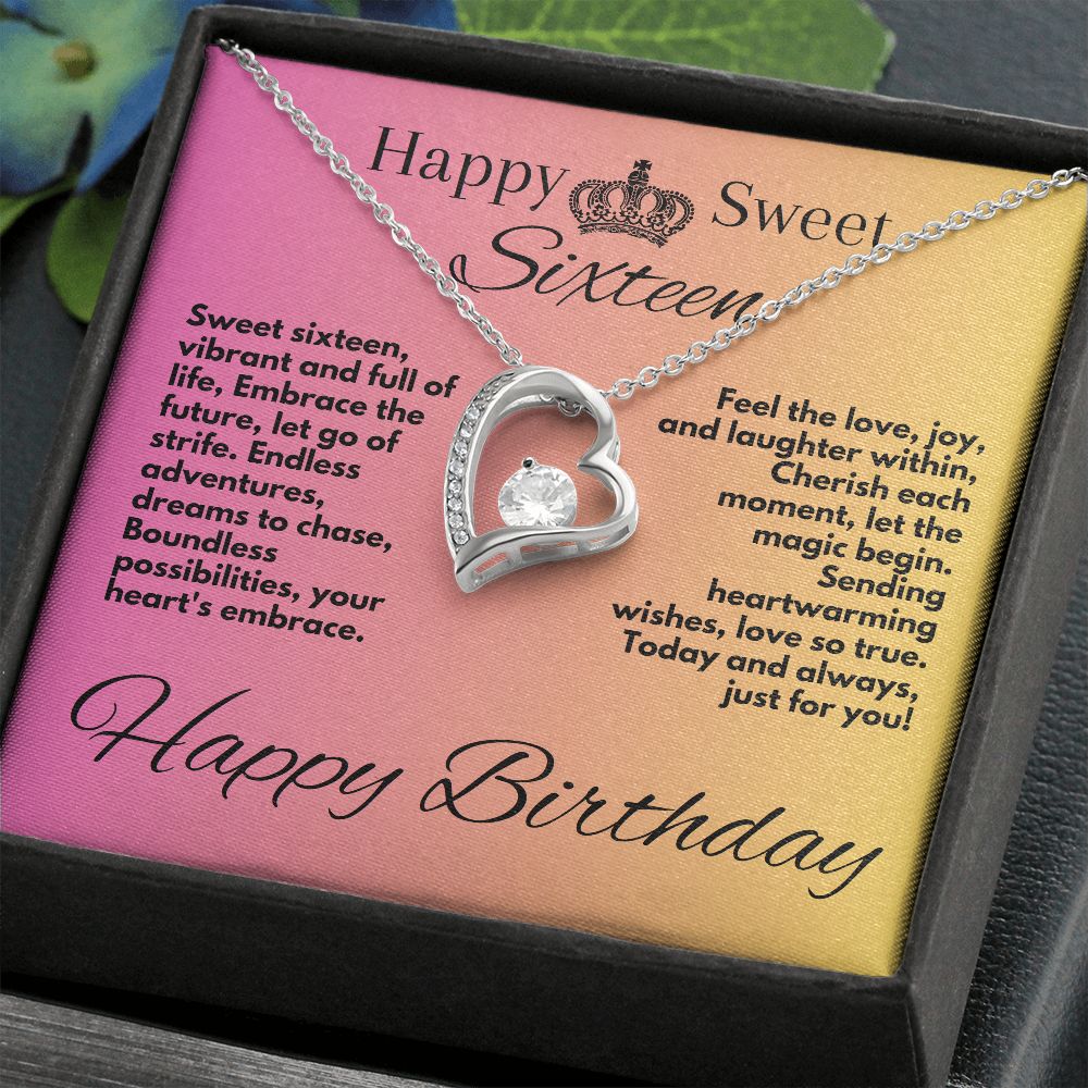 Sixteen Birthday Gifts Idea For My Daughter, Heart Jewelry Necklace Present With A Message Card In A Box, Bday Gift Ideas For Sweet Sixteen Celebration Girls, - Zahlia