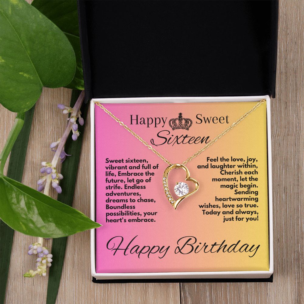 Sixteen Birthday Gifts Idea For My Daughter, Heart Jewelry Necklace Present With A Message Card In A Box, Bday Gift Ideas For Sweet Sixteen Celebration Girls, - Zahlia